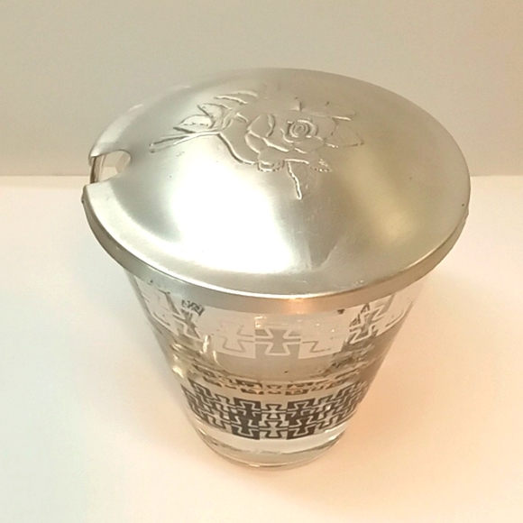 Vintage Libbey Mid-Century Modern black, white and gold condiment jar. - Picture 2 of 8